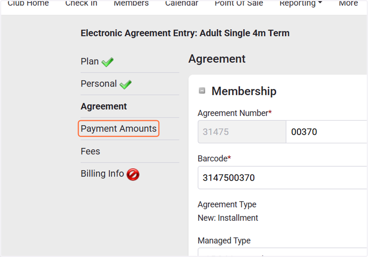 Click on Payment Amounts