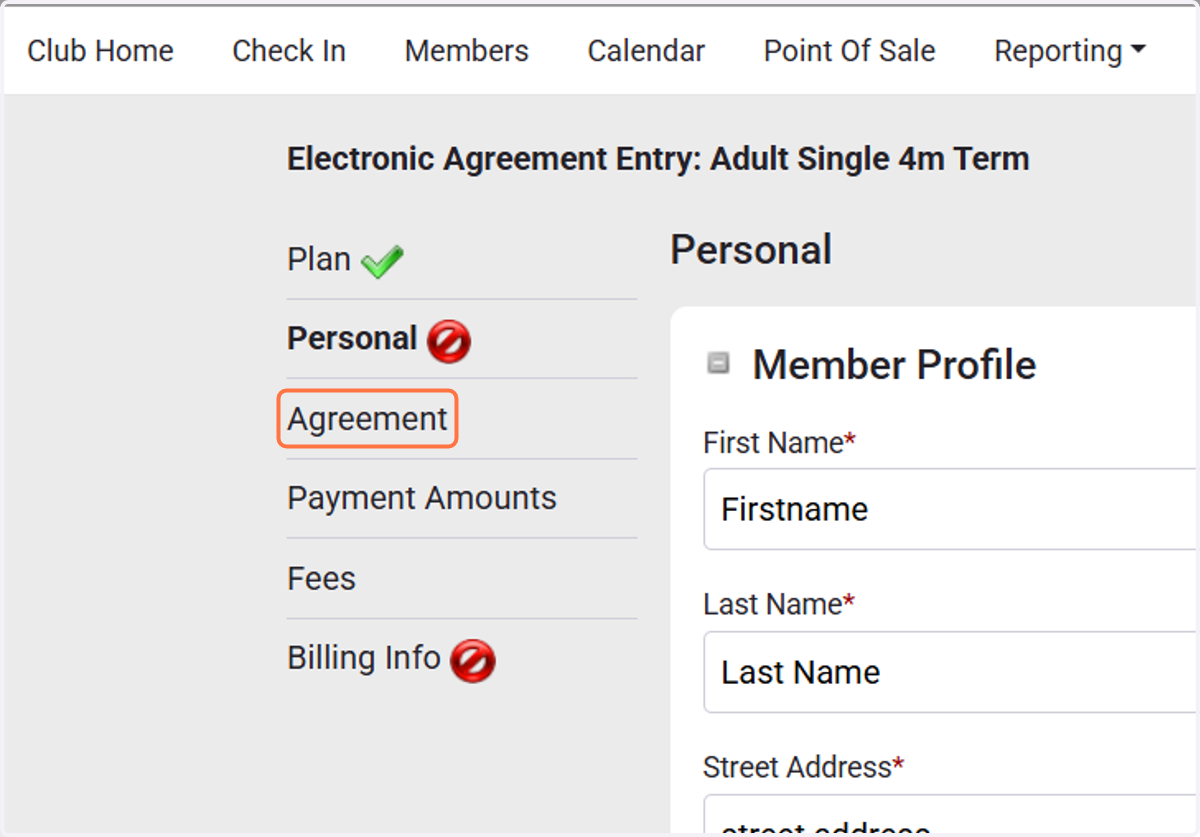 Click on Agreement