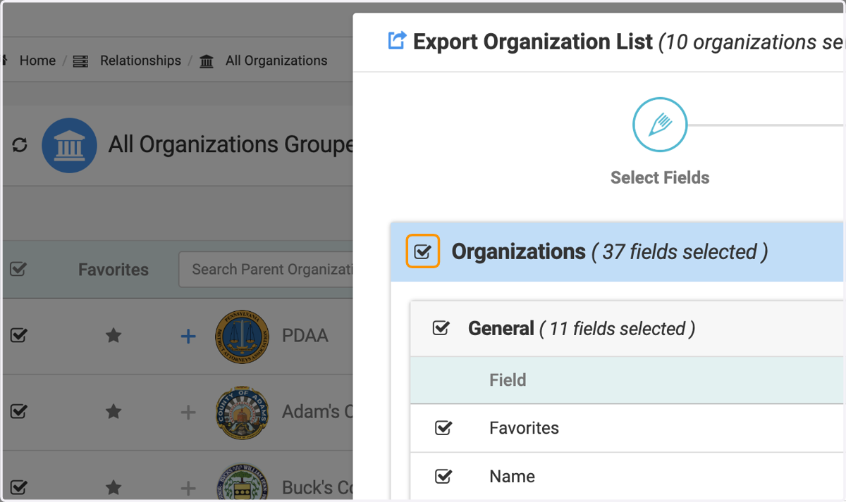 Check on the tick box to include all desired fields on the report