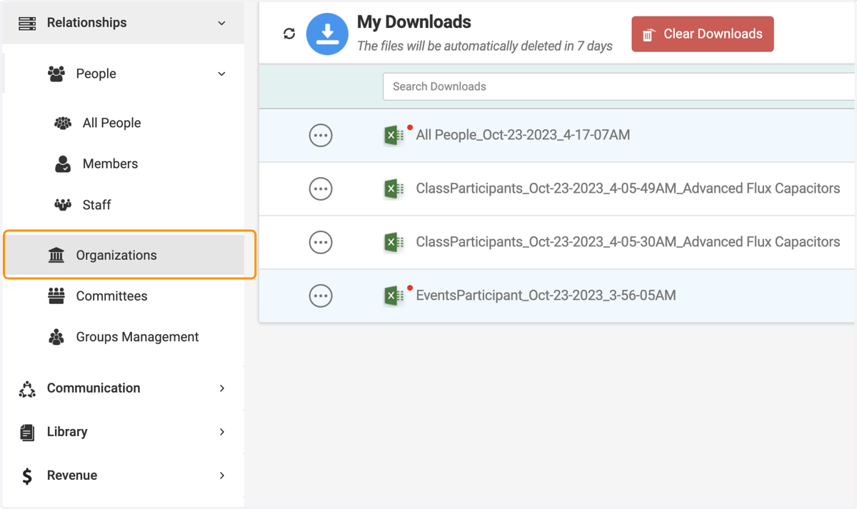 Click on Organizations