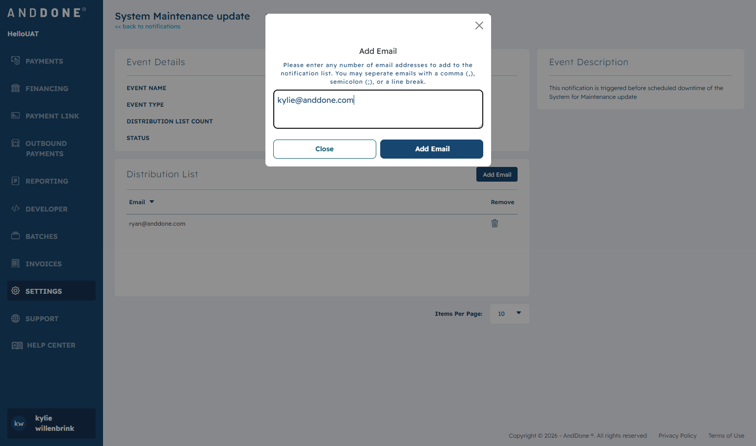 Type in your email address