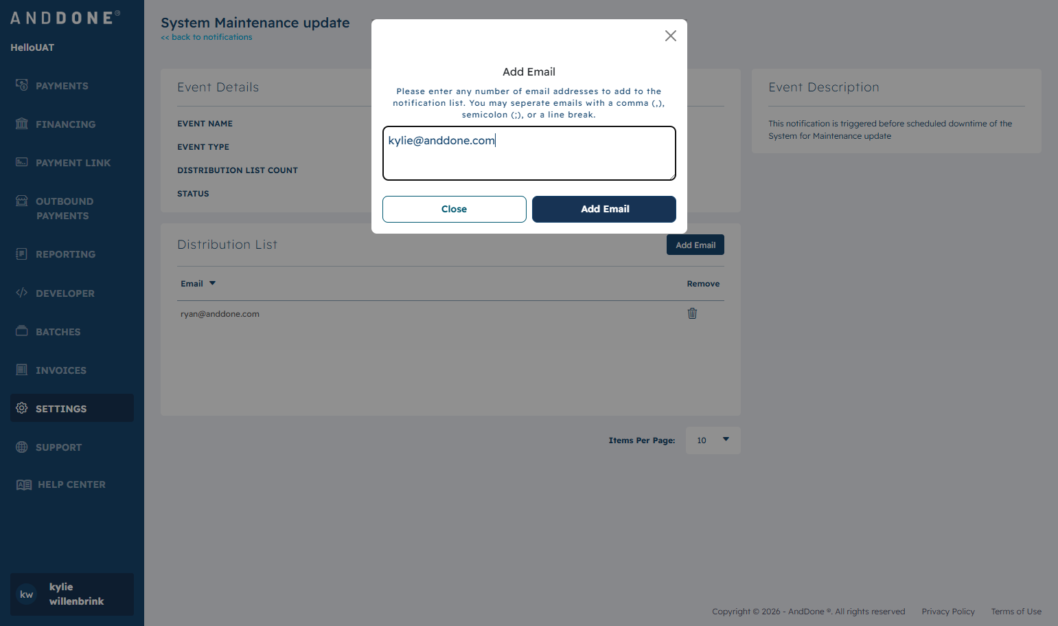 Click on Add Email