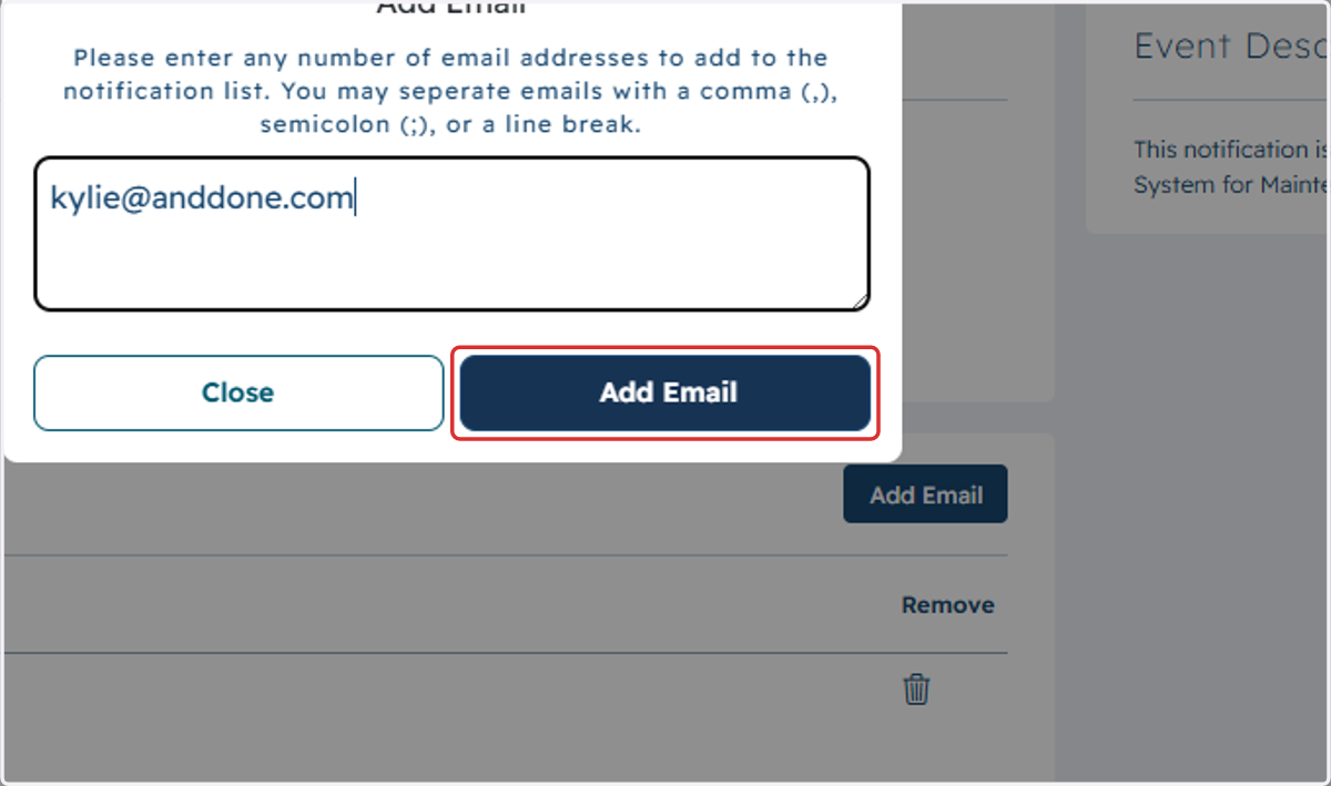 Click on Add Email