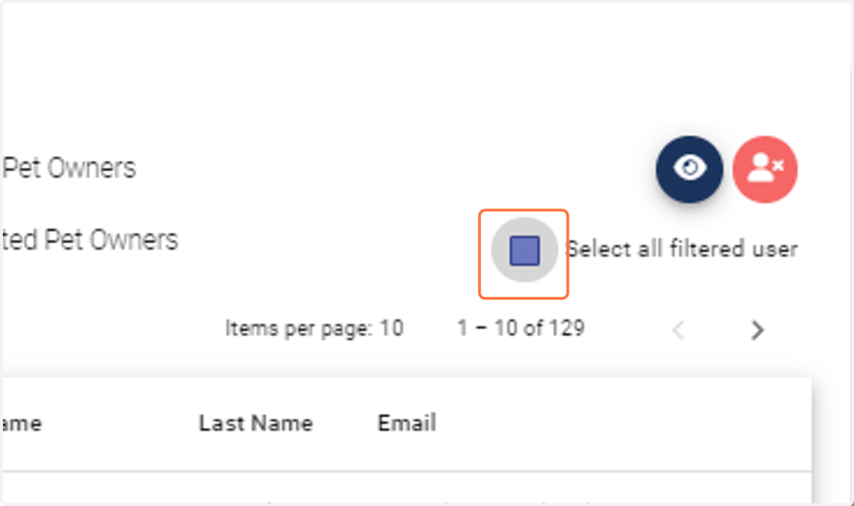 Select all filtered users: Send the campaign message to everyone who qualifies based on the applied filters by marking the associated checkbox.
