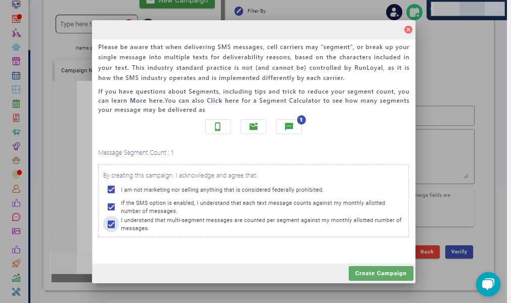 Checkmark/select the three conditions in order to send. Confirm that you agree to the terms and conditions before sending.