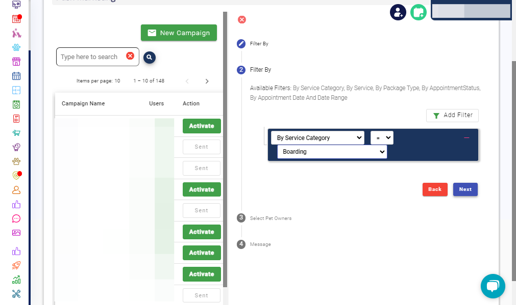Click on "Next" to finalize your filter options.