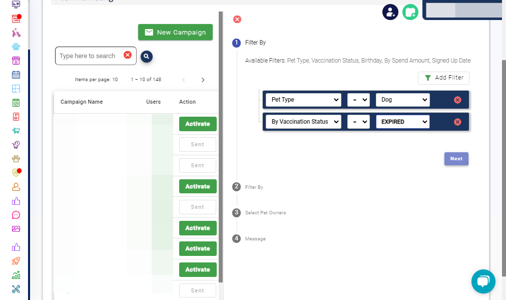 Click on "Next" to finalize your filter suggestions.