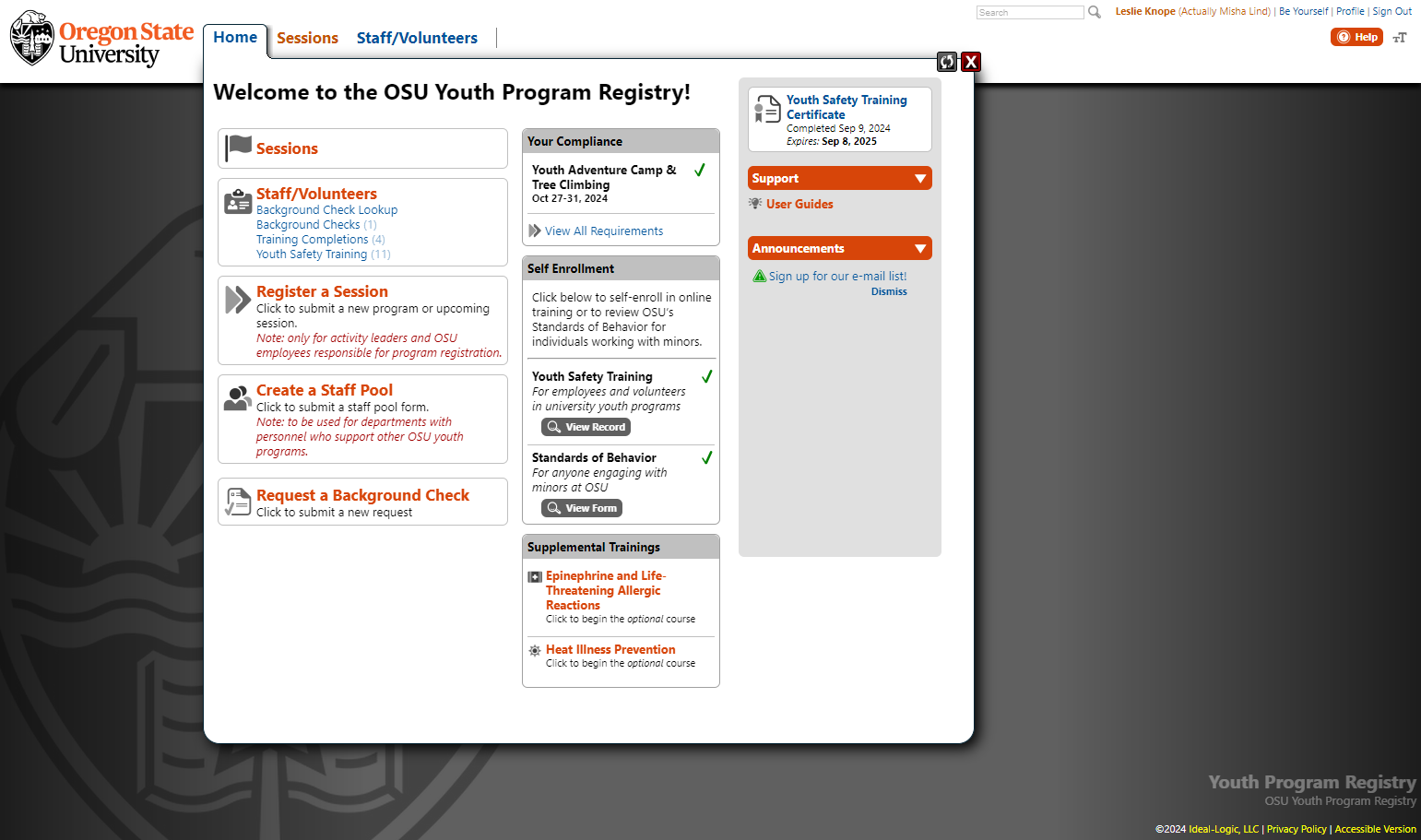 Click on the Sessions tab