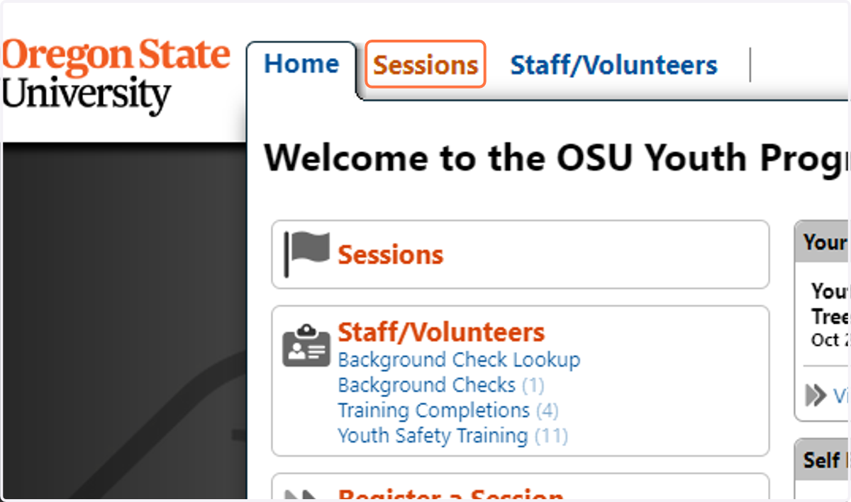 Click on the Sessions tab