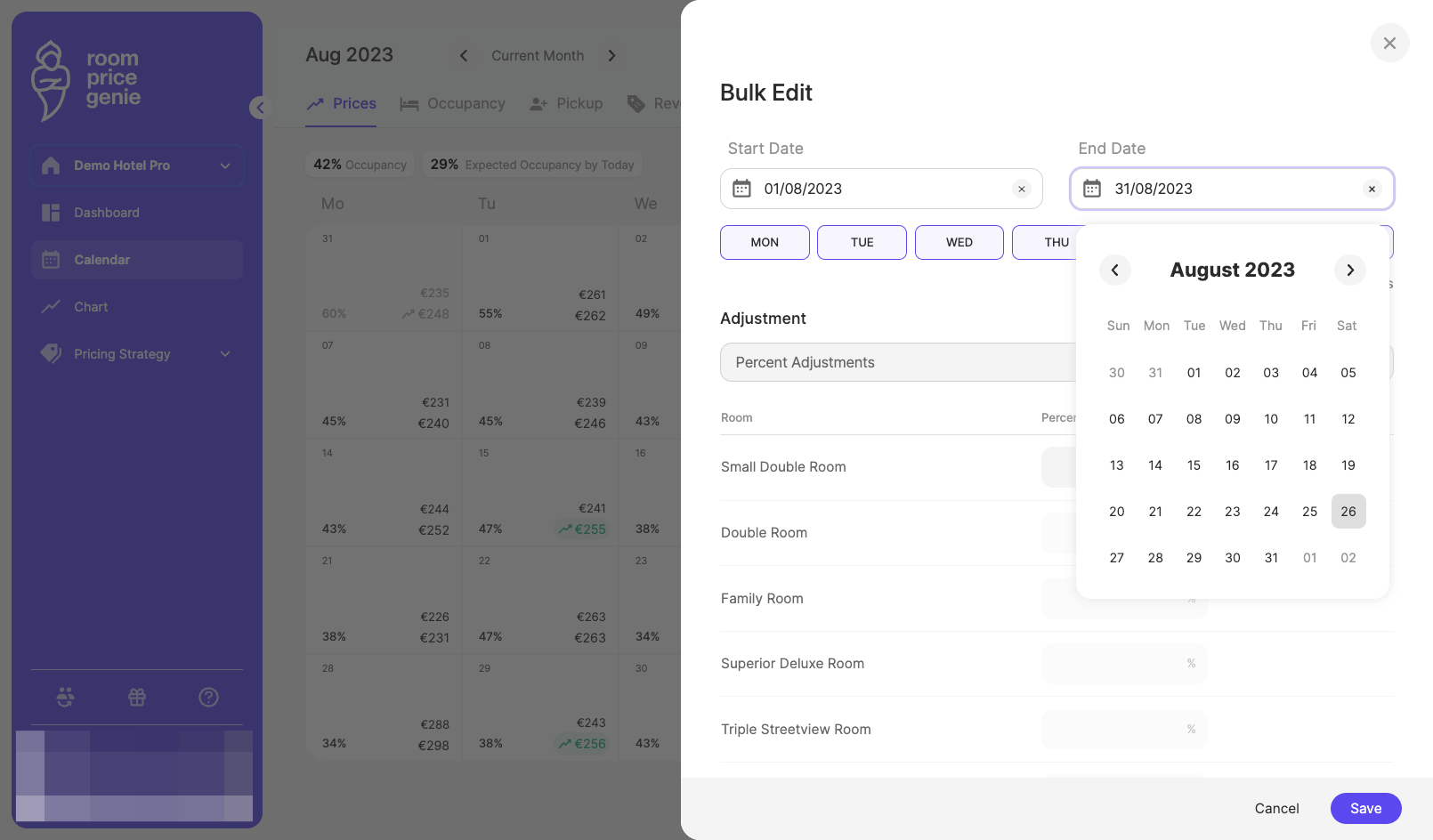 Define your desired time frame with a Start and End Date
