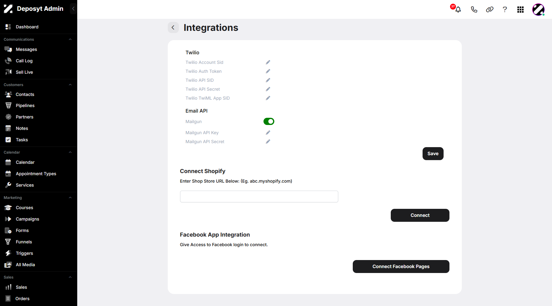 Step 4: You will then be redirected to the Integrations section.