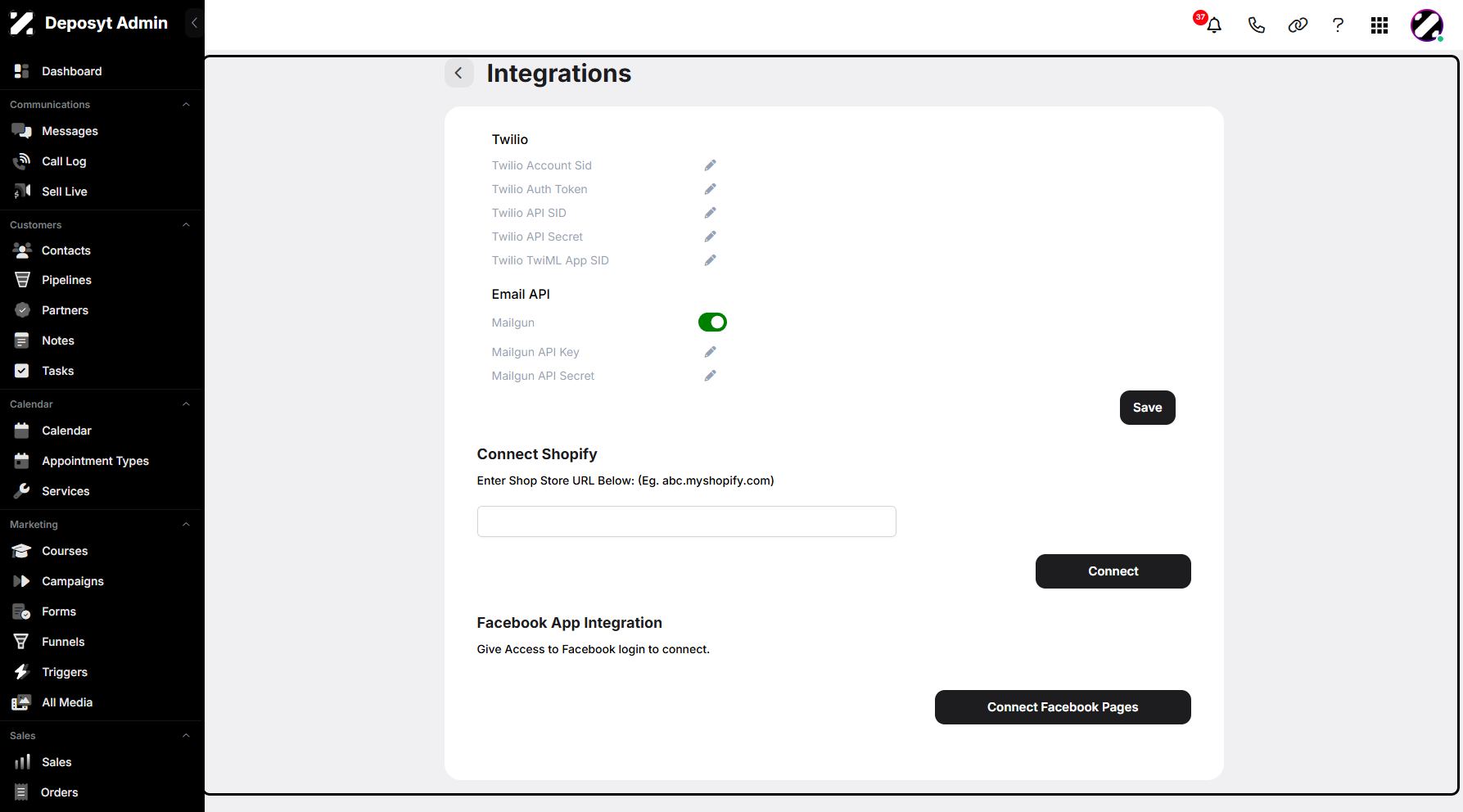Step 4: You will then be redirected to the Integrations section.