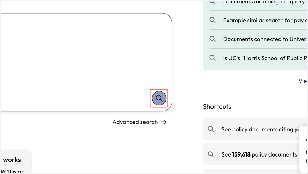 Click purple icon with magnifying glass to launch your 'Search'