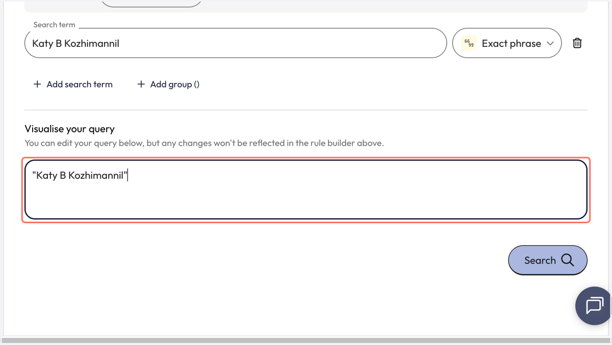 See your query in the 'Visualise your query' box