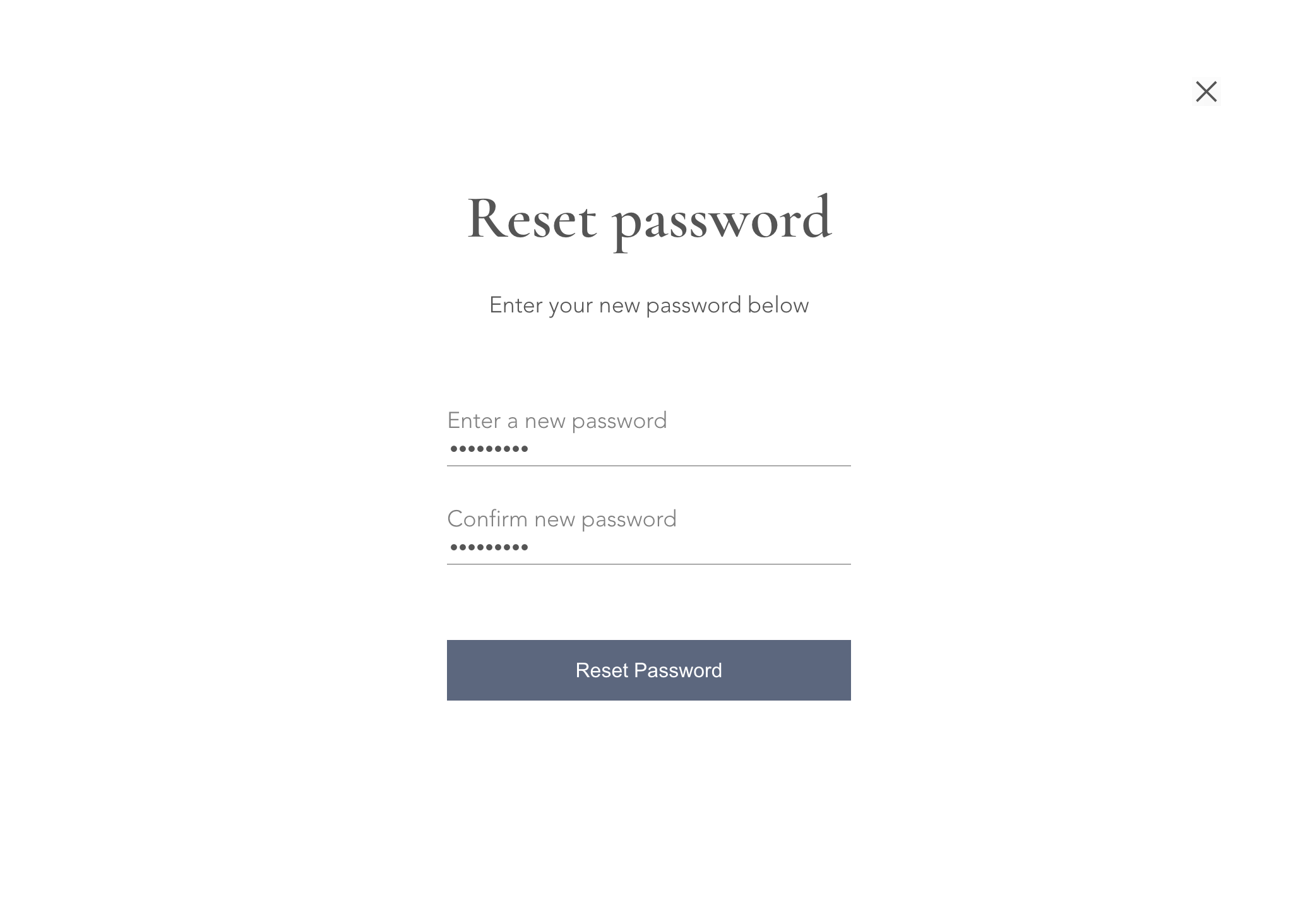 Click on Reset Password