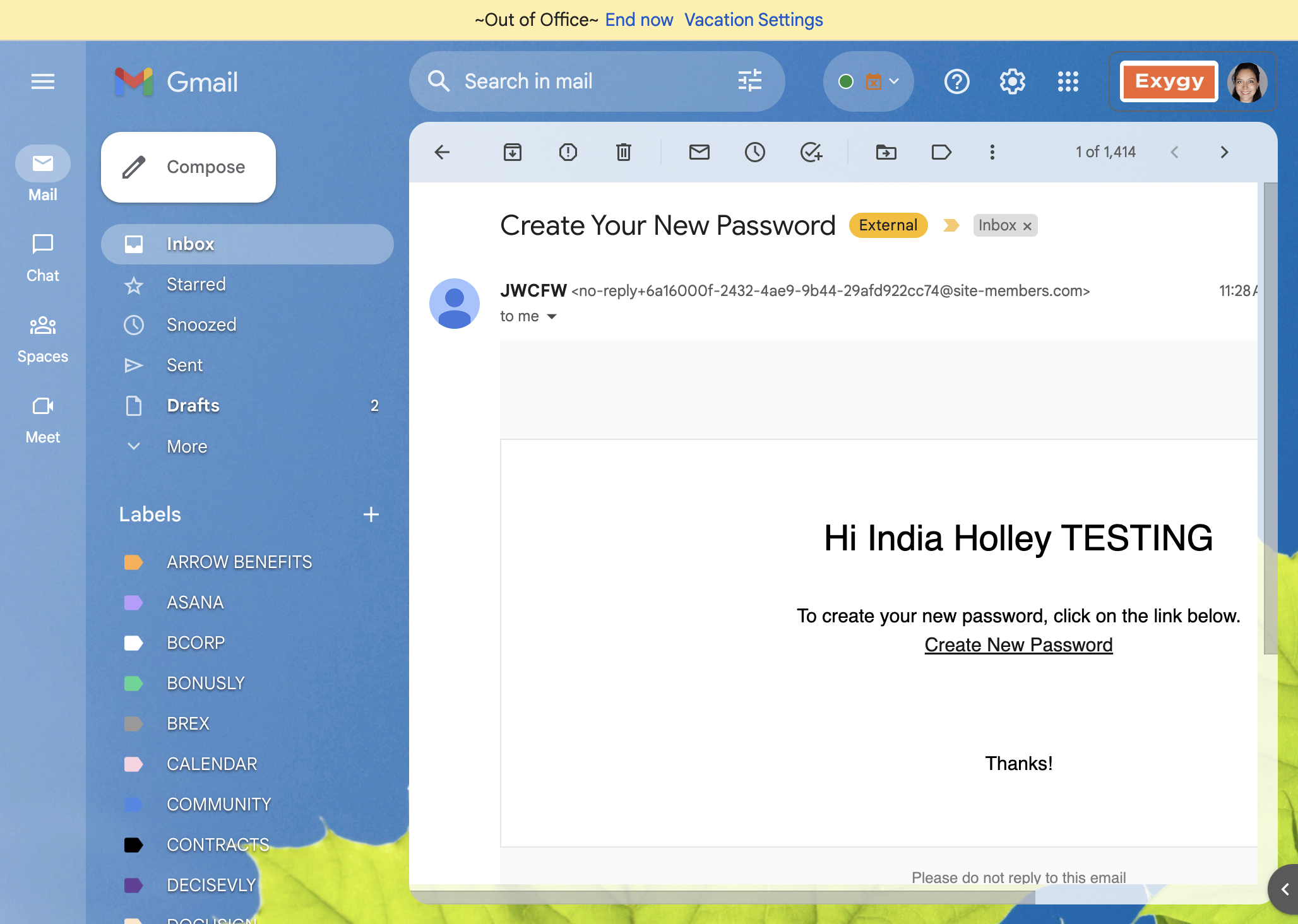 Click on Create New Password