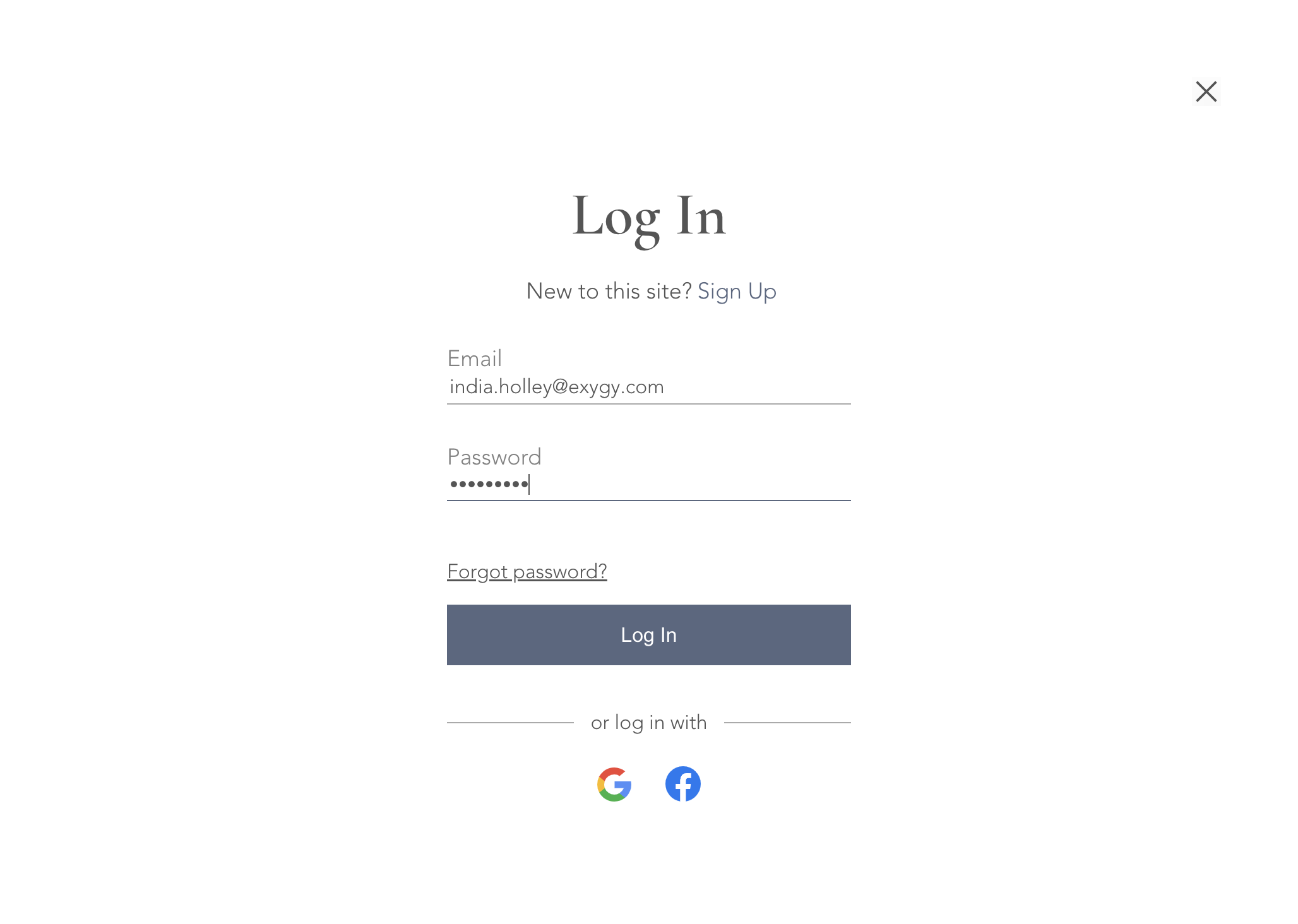 Click on Log In