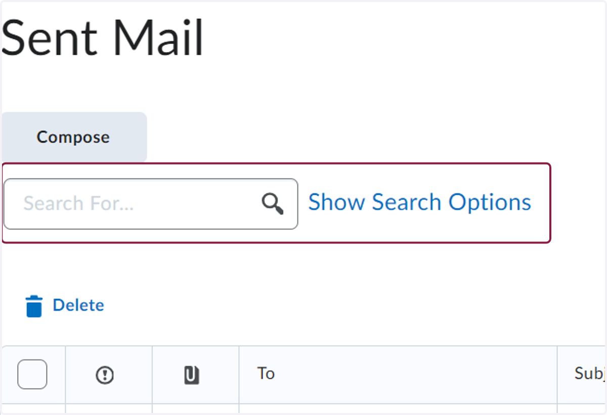 Note that this will show all emails sent from your account, not just a specific class. You can use the search bar to find specific emails.
