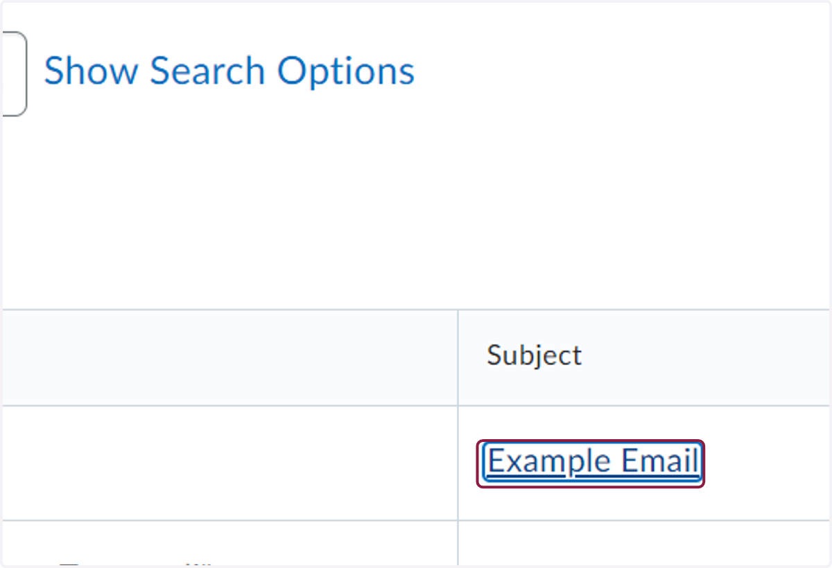 Click on the subject of any email to see the full email that was sent.