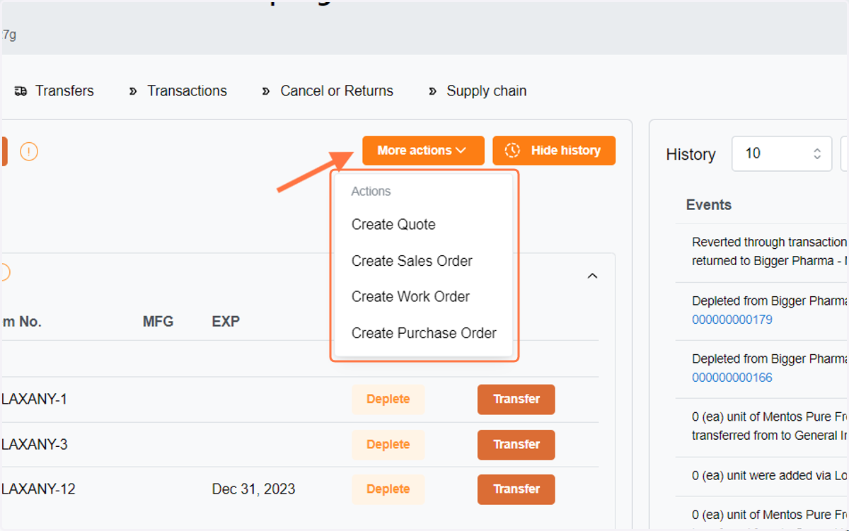 More action is a feature that allows you to automatically generate additional actions with a particular item.
