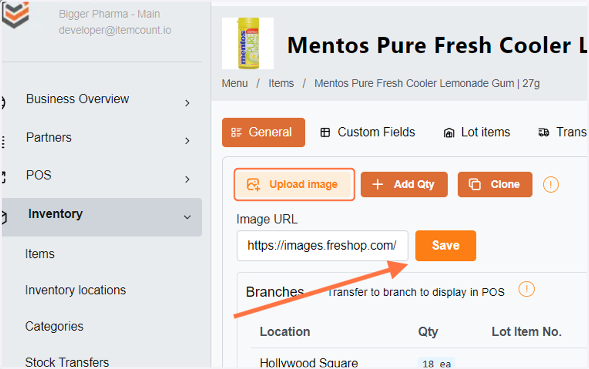 You can upload the item's image here, as well as paste the image URL, and remember to save it.