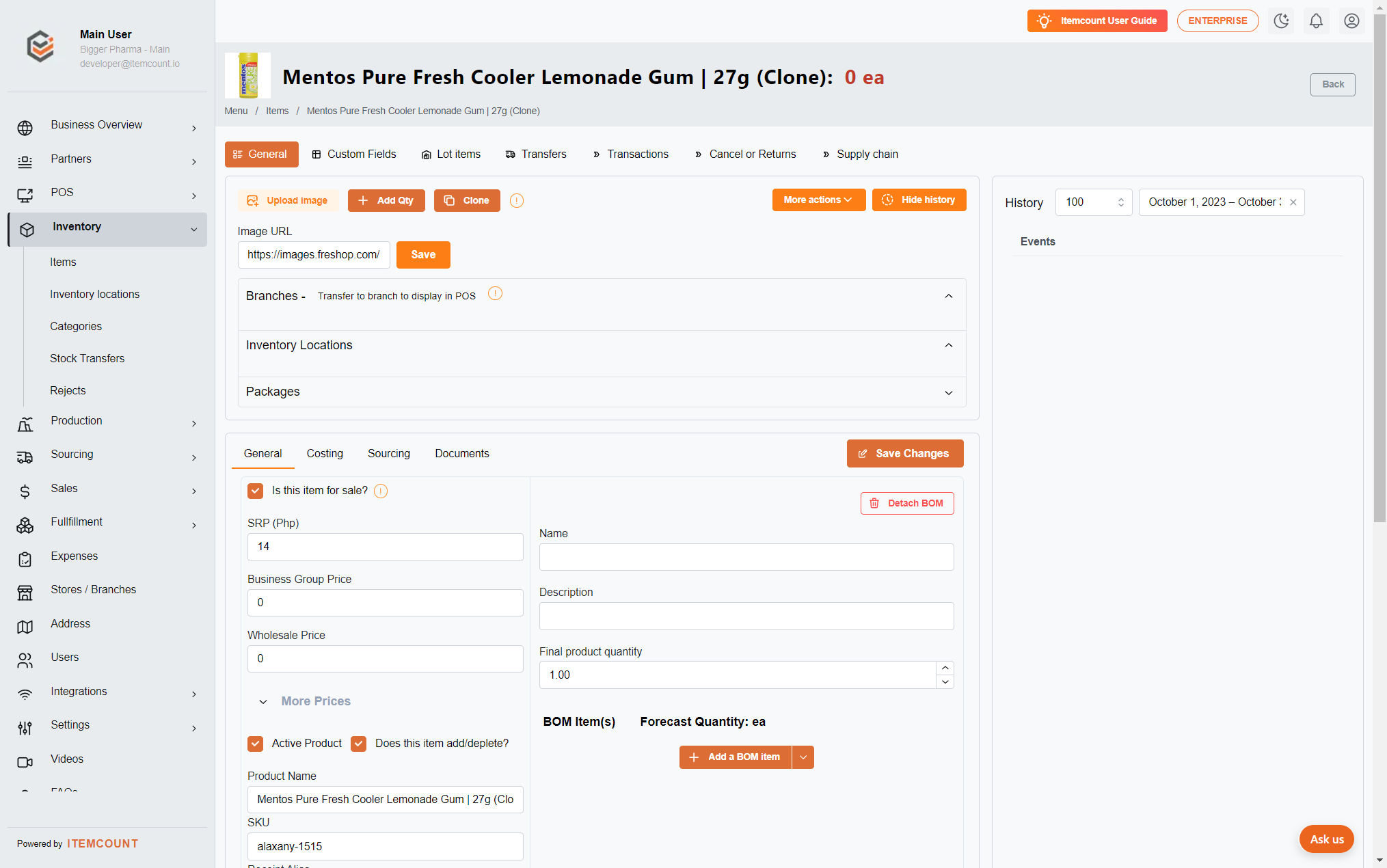 Here's an example of a clone item.