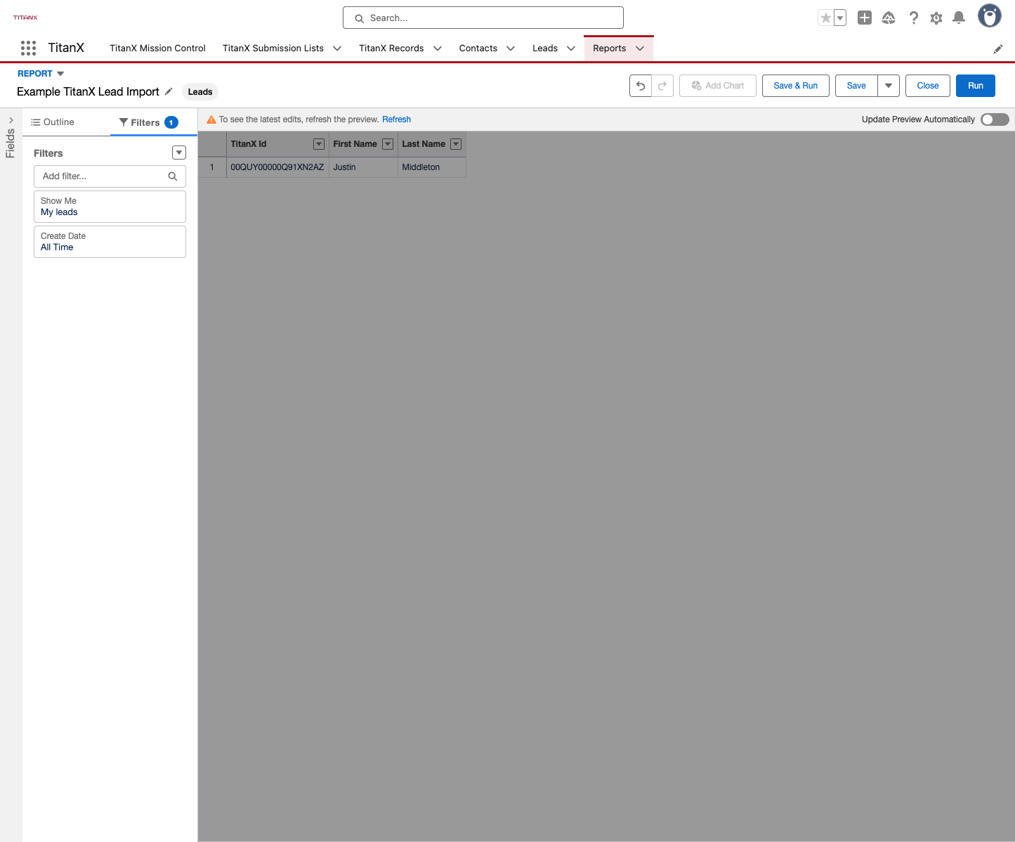 Add any filters you want. Pro tip example: Show me all leads that best phone signal equals BLANK