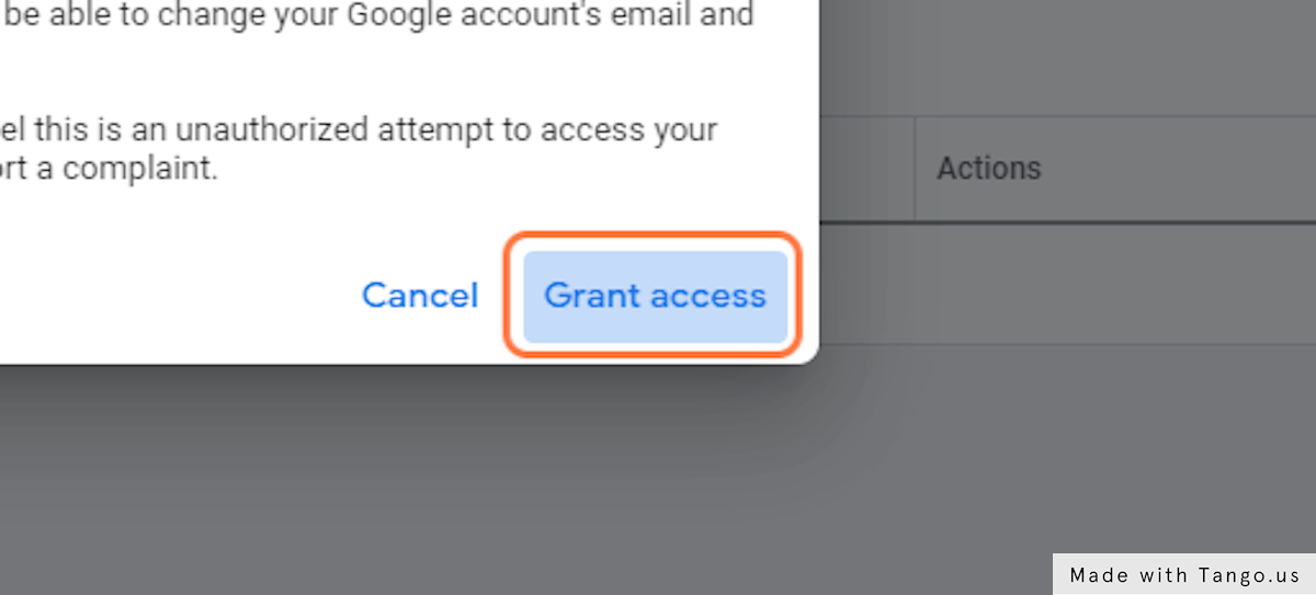 Click on Grant access