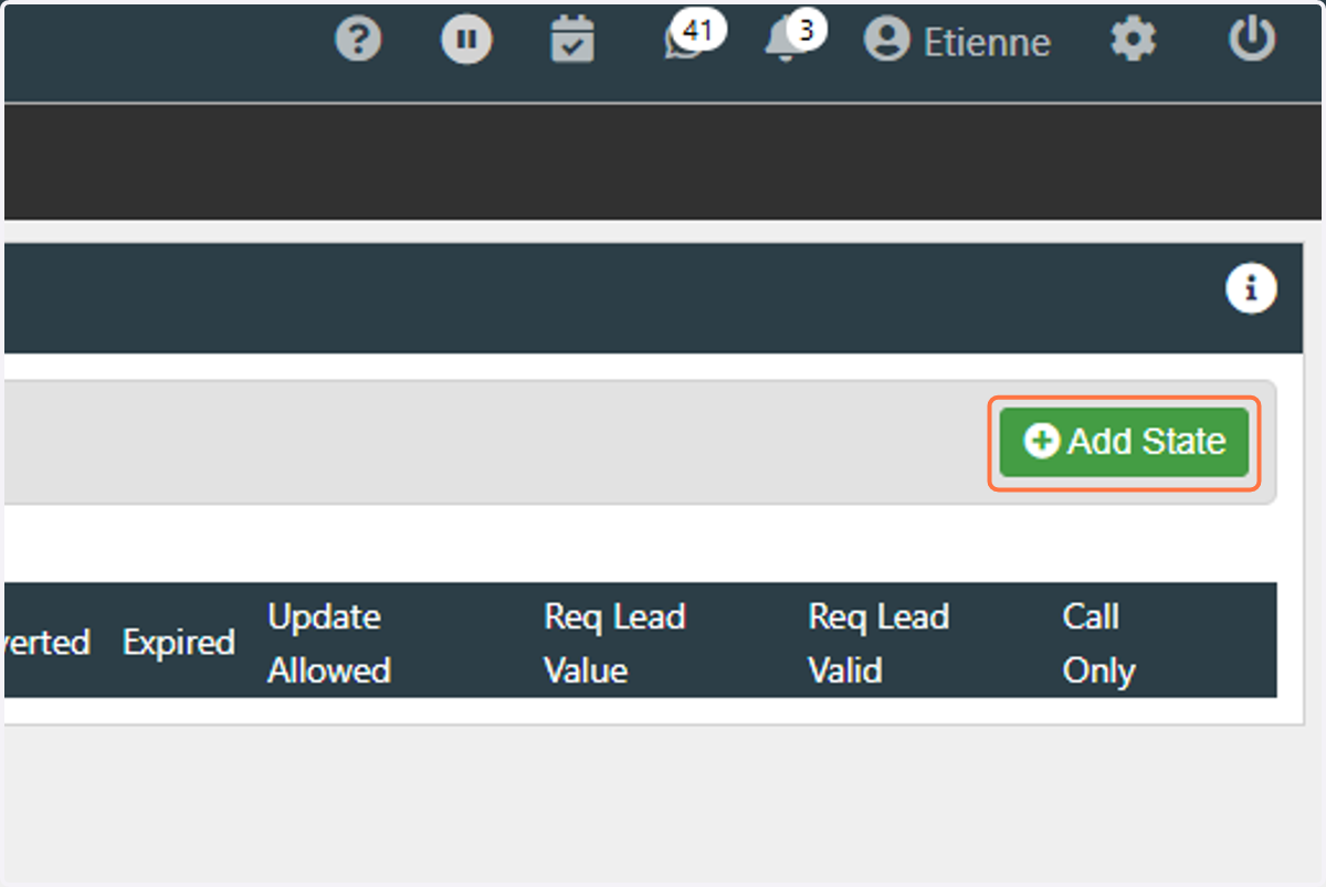 Next we can add States to the Process. Click on "Add State".