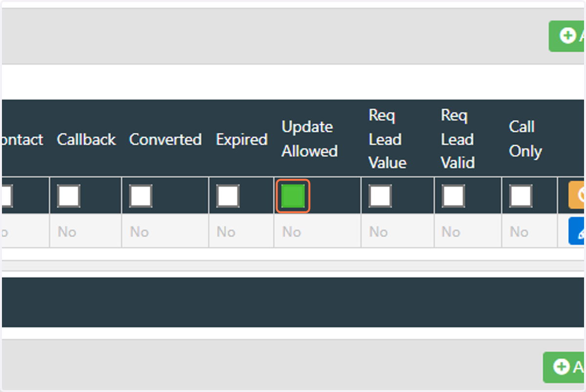 We will set the "Update Allowed" flag on this state so that we can update to this state from the Lead.