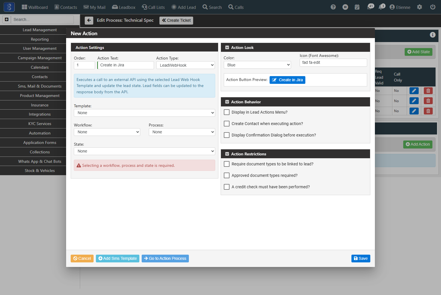 Select "LeadWebHook" from Action Type