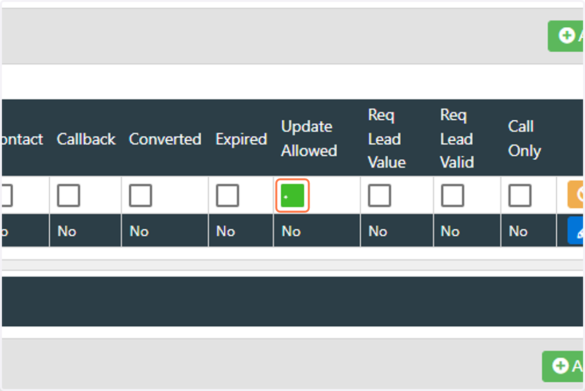 We will set the "Update Allowed" flag on this state so that we can update to this state from the Lead.
