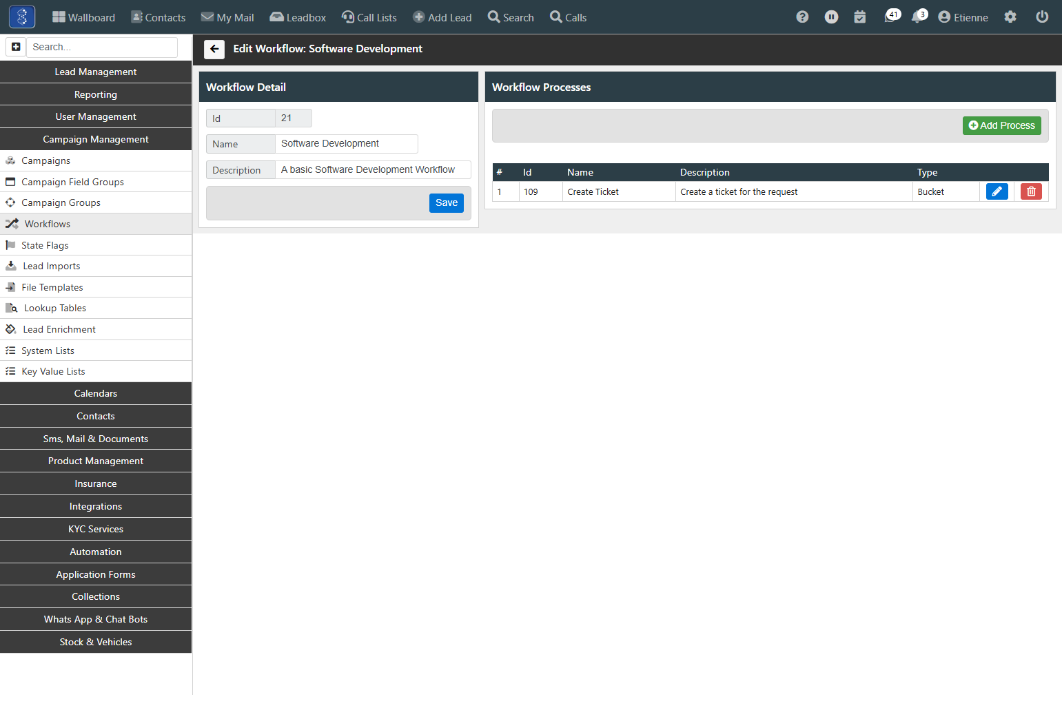 From here we can add another Process. Click on "Add Process".