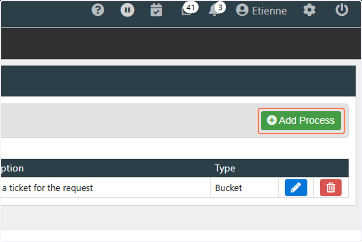 From here we can add another Process. Click on "Add Process".