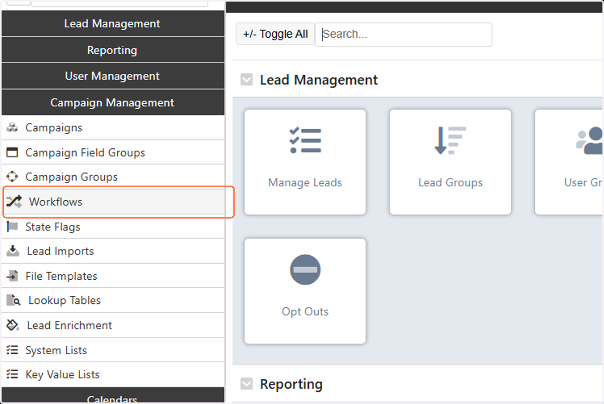 Click on Workflows