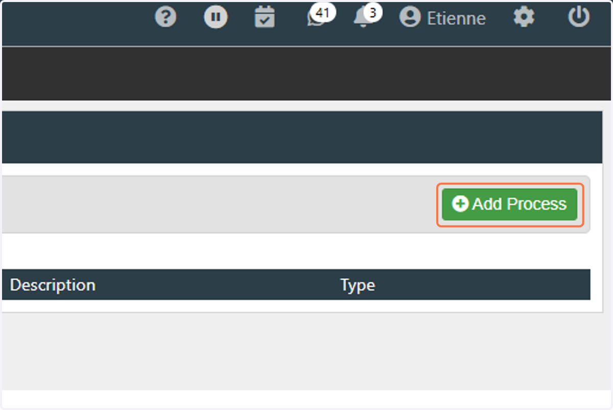 Next we can start adding Processes to our Workflow. Click on "Add Process".