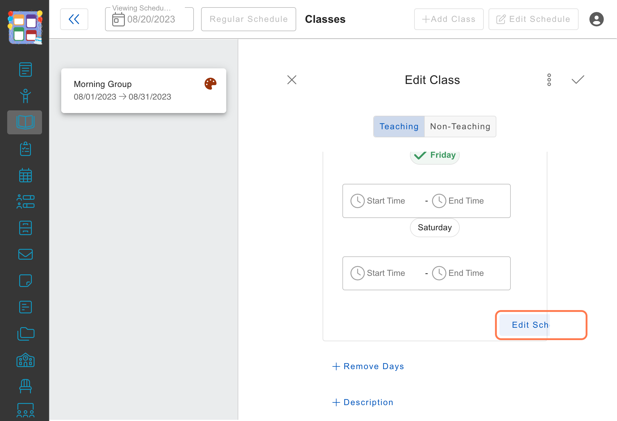 Click on Edit Schedule