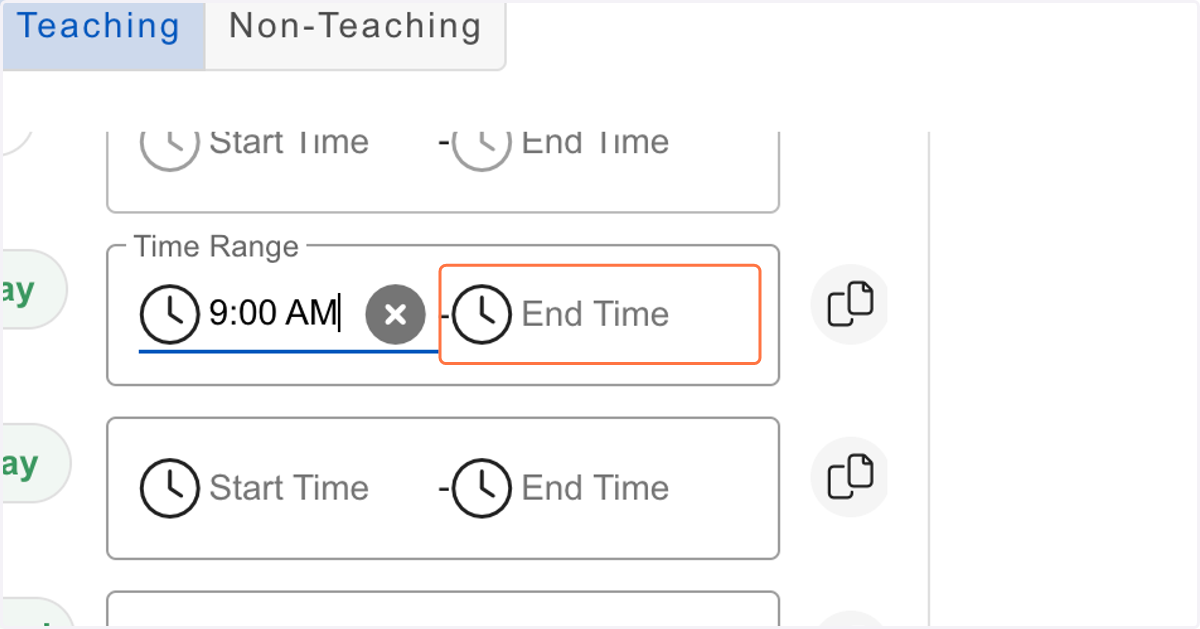 Click on End Time