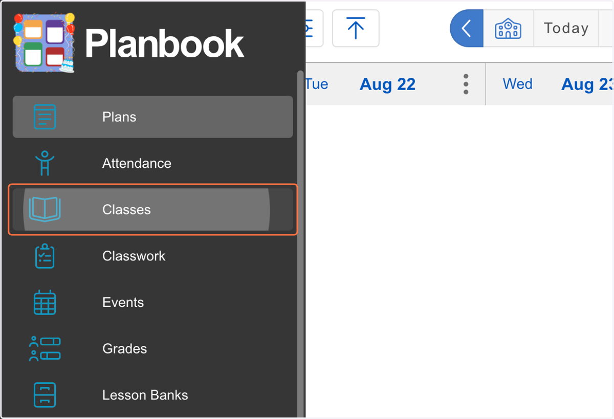 Click on Classes