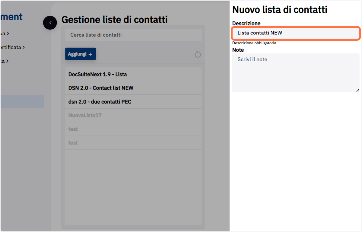 Compilare il campo Descrizione