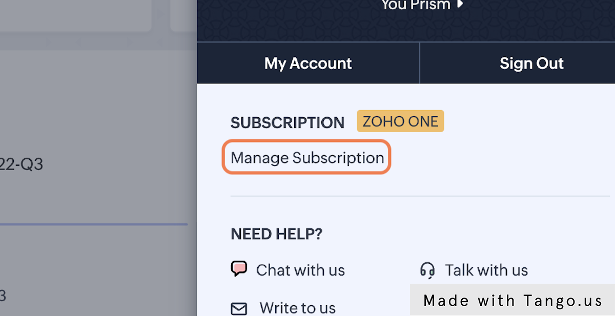 Click on Manage Subscription