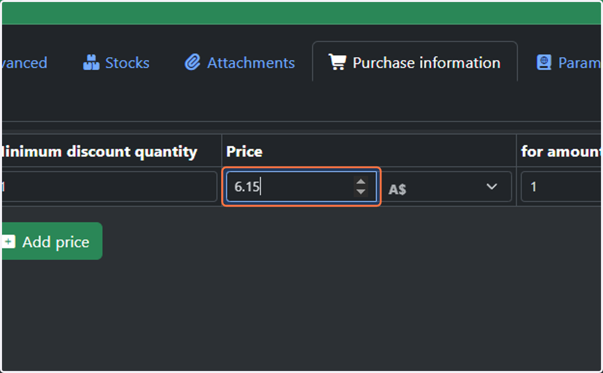 Add the price