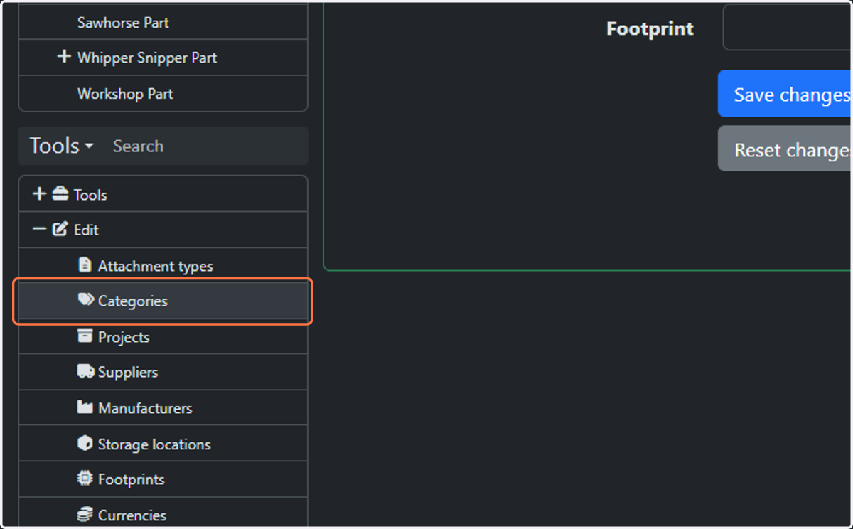 Click on Categories