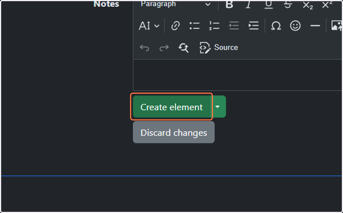 Click on Create element