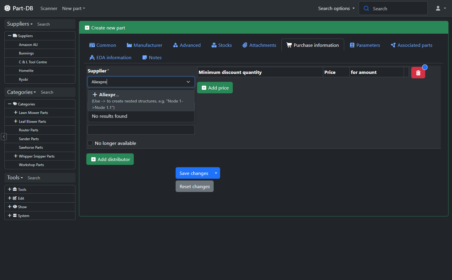 Select the relevant supplier. If the relevant one is not present, add it by typing directly in the field.