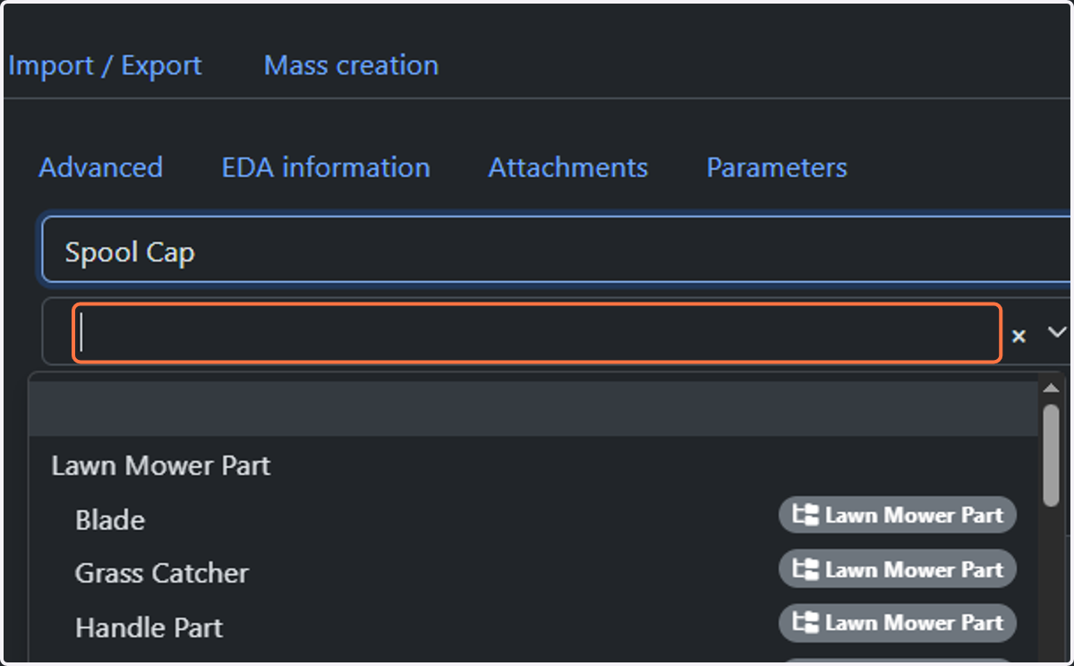 For Subcategories, select an appropriate parent element