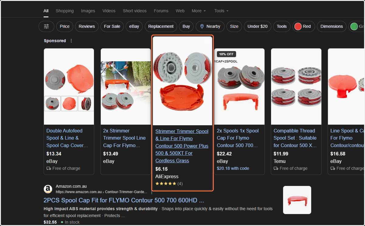 Search Google for the part