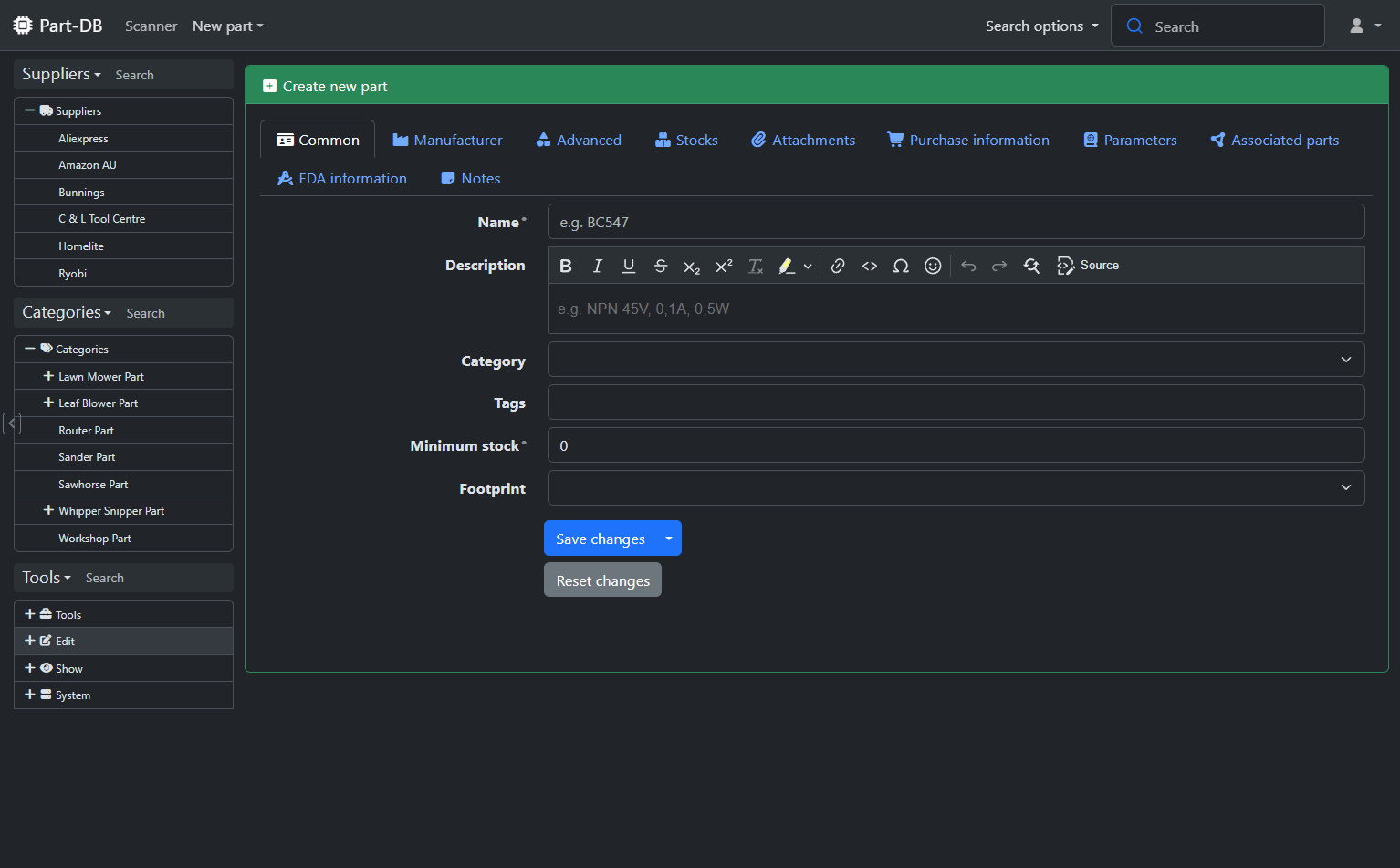 In the bottom left Tools menu, click on Edit