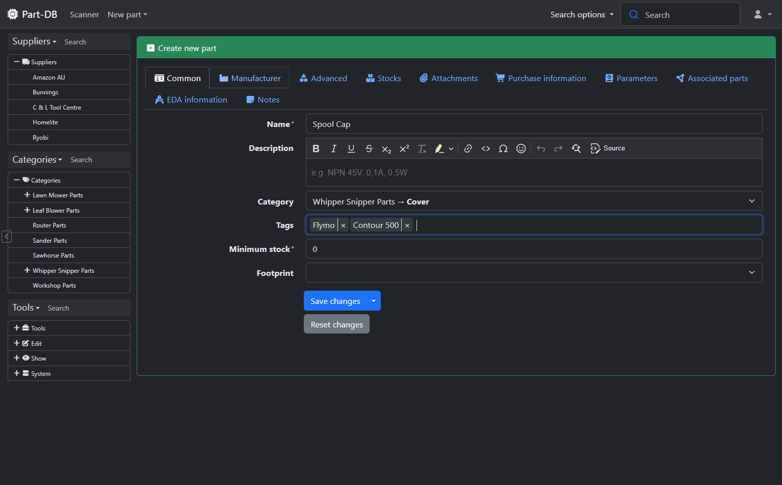 Move on to Manufacturer tab