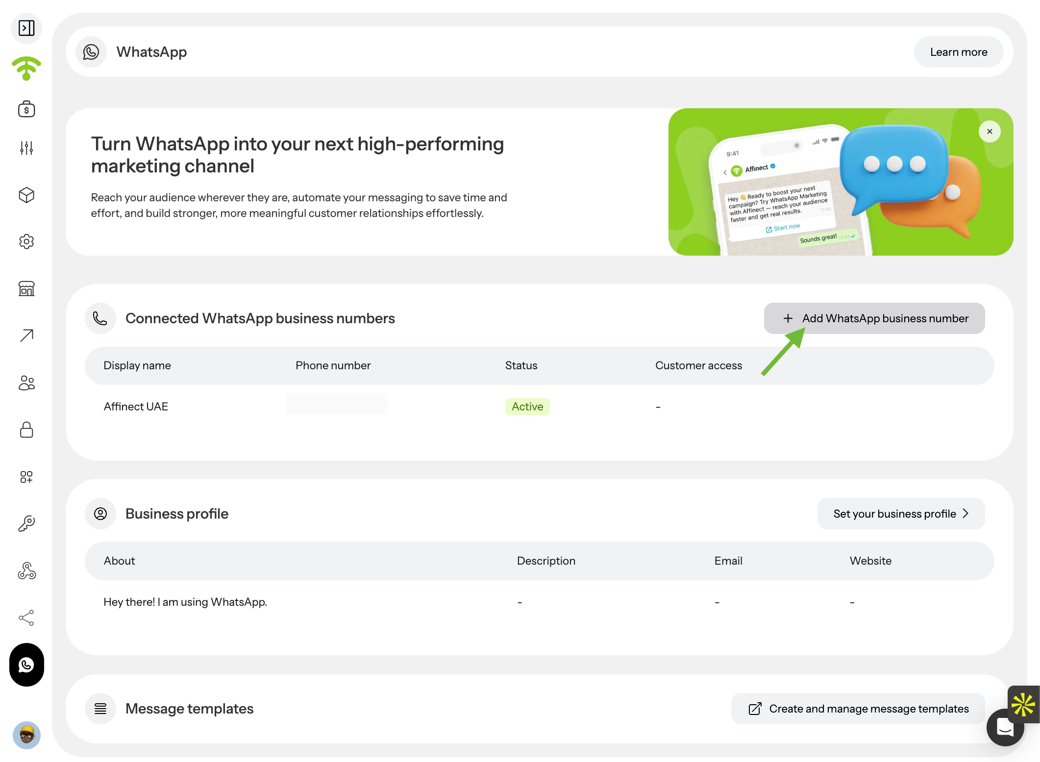 Open the WhatsApp Dashboard